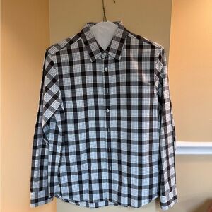 Michael Kors Black and White Plaid Button-Down Shirt